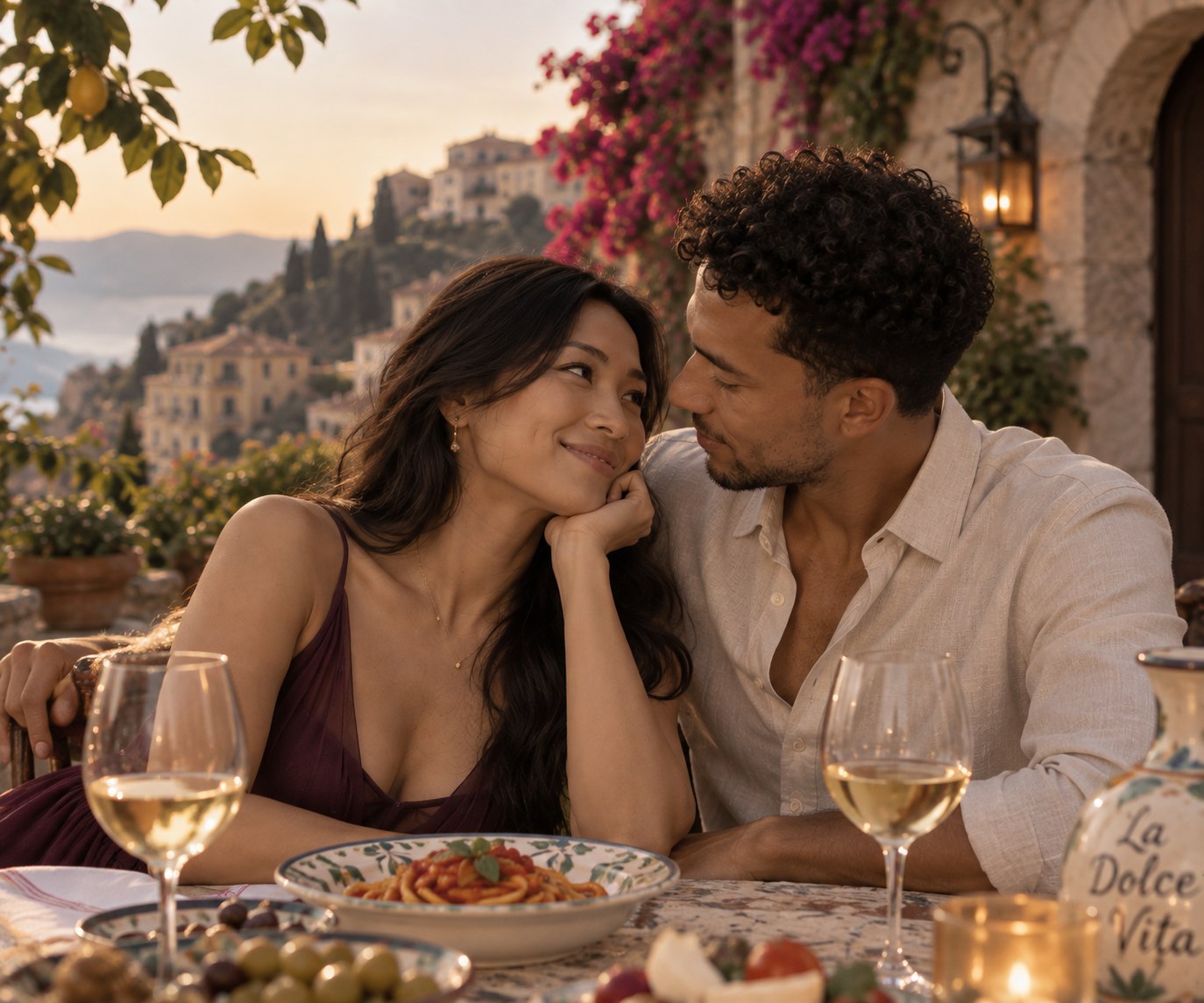 Magali et Jonathan lors d'un dîner en Italie